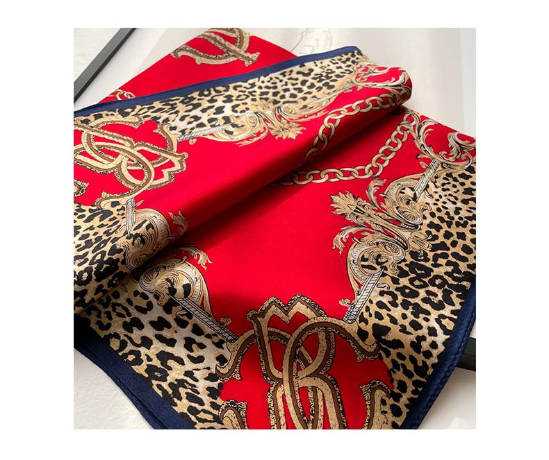 FEIBOON Mulberry Silk Scarf 21"x21" Small Square Scarfs for Women - color: Classics Red-2
