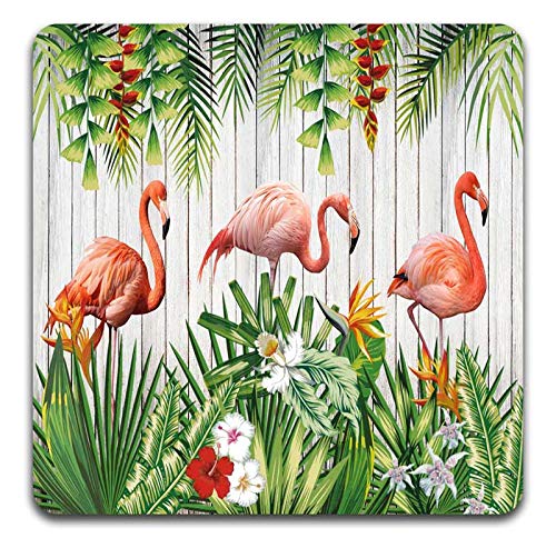 Beautiful Flamingo Square Coaster Set - Made of Recycled Rubber - Set of 4 - color: Beautiful Flamingo