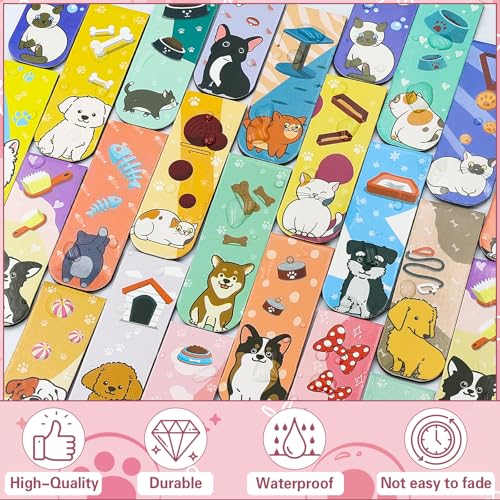 50 Pcs Magnetic Bookmarks for Kids, Cat and Dog Bookmarks - color: Cat and Dog Style