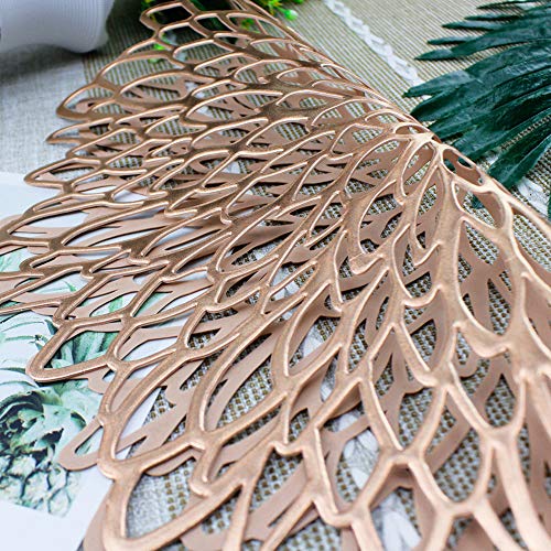 Rose Gold Round Placemats for Dinner Table Set of 6 - color: A1/Rose Gold