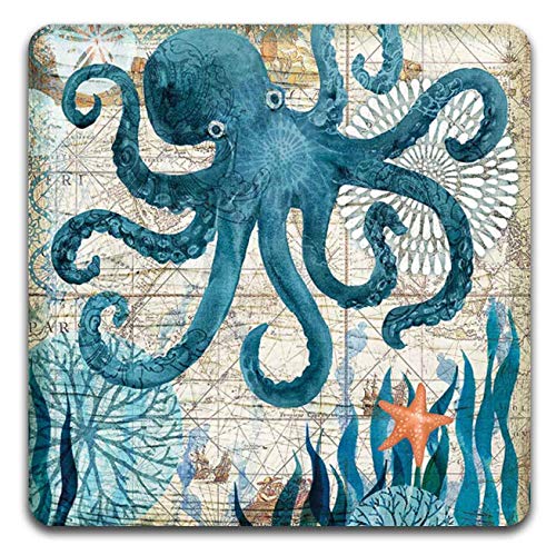 Marine Life Square Coaster Set - Made of Recycled Rubber - Set of 4 - color: Marine Life