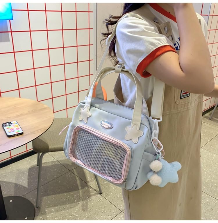 Japanese Ita Backpack Cute Bags Kawaii Y2K Bags Crossbody Purse Messenger Bags for Women Shoulder Bag Tote (Blue) - color: Blue