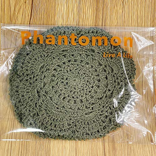 Phantomon 8 Inch Doilies Crochet Round Lace Doily Handmade Placemats 100% Cotton Crocheted Coasters, Pack of 4 (Green) - color: Green