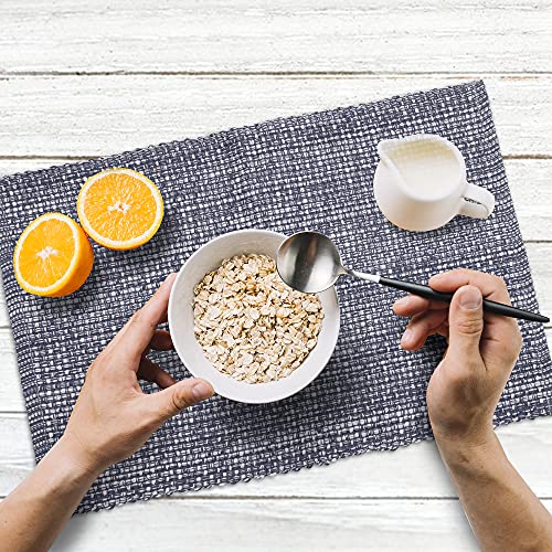 Urban Villa Two Tone Placemat Cotton Tablemat 14x20 (Set of 6) Blue White - color: Blue/White, size: 14" x 20"
