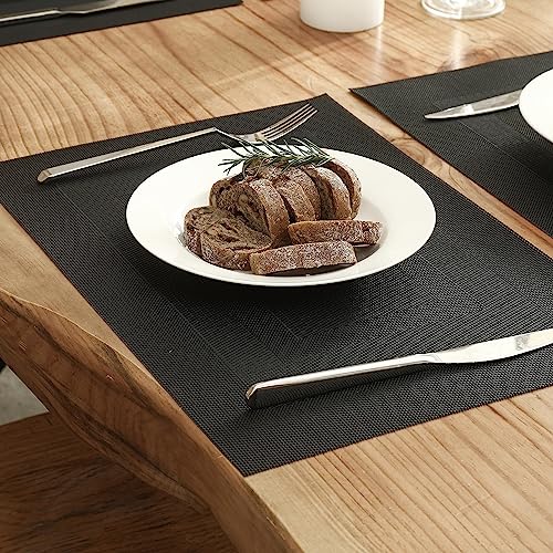 Leetaltree Black Frame Placemats Set of 12 - Heat Resistant Non-Slip Place mats for Dining Table, Washable Durable PVC Vinyl Woven Table Mats（Black Frame, 12） - color: F1- Black Frame, size: Set of 12