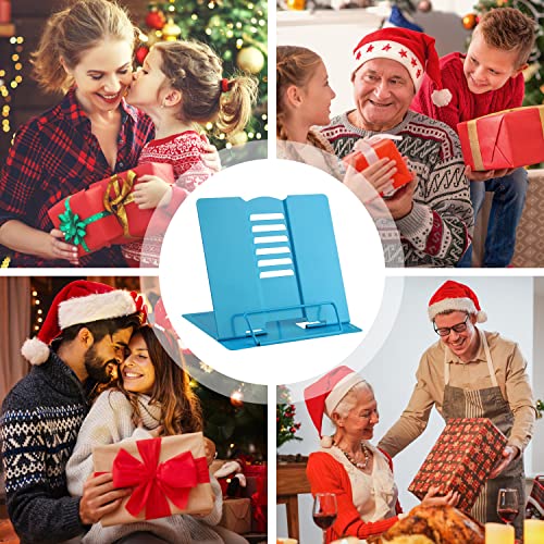 MSDADA Book Stand Metal Reading Rest Book Holder Adjustable Cookbook Documents Holder Portable Sturdy Bookstands for Recipes Textbooks Tablet Music Books with Page Clips (Sky Blue) - color: Sky Blue
