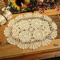 Phantomon Lace Doilies Handmade Crochet Placemats Cotton Doilies Cloth Lace, Pack of 4, Oval Shape, 12 x 17 inch (Beige) - color: Beige