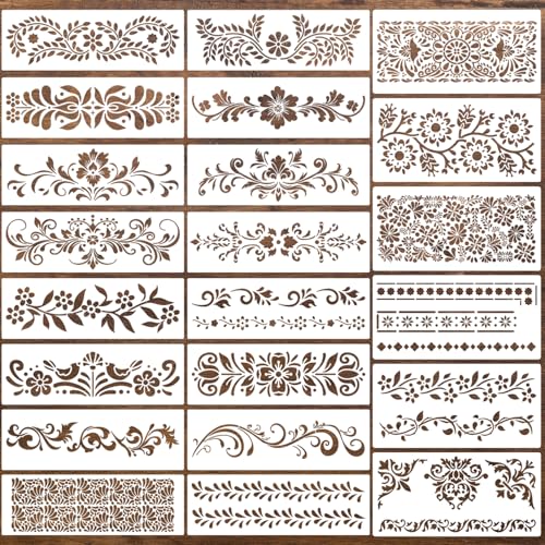 Talavera Stencil Mexican Stencils Floral Border Stencils for Crafts 11.8" - style: Border Corner