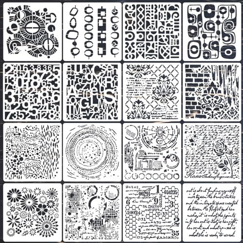 Texture Stencils for Painting Geometric Stencils for Mixed Media 6" - style: Cubist