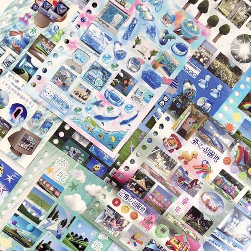 Dreamcore Japanese Sticker Book, Nature Sceneery Scrapbook Stickers for DIY - color: Ruin