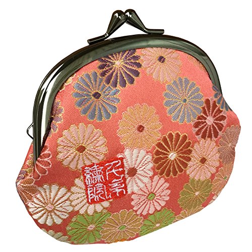 Nishijin brocade round clasp purse/coin purse with lining, size L. (Shugikuranman) - color: Shugikuranman