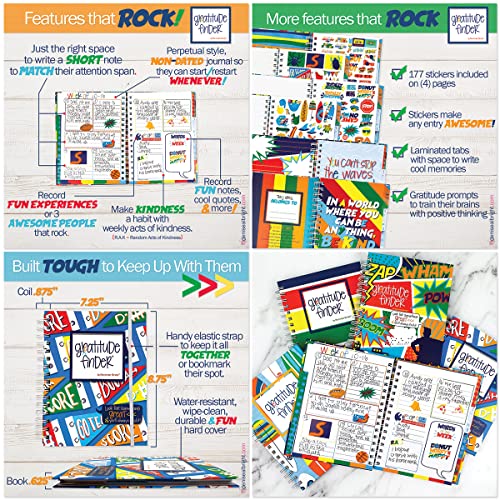 Denise Albright Gratitude Finder® 52 Week Non-Dated Journal for Boys with 177 Totally Cool Hand-Illustrated Stickers (Go Team) - color: Go Team Gratitude Finder Journal