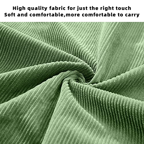 KALIDI Women Corduroy Tote Bag Zipper Casual Tote's Handbag Big Capacity Shoulder Bag with Pockets - color: G-green