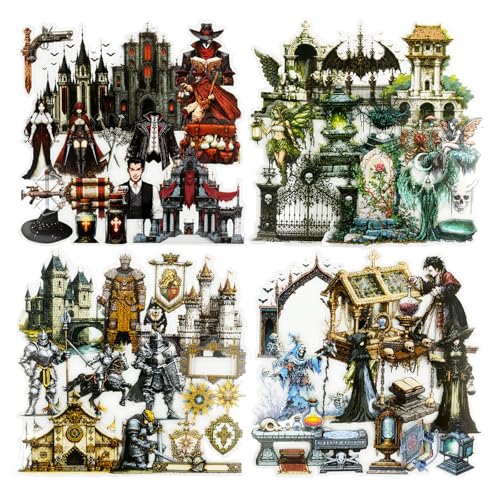 80 Pcs Pixel Art Gothic Fantasy Stickers for Scrapbooking - color: Dark Pixels