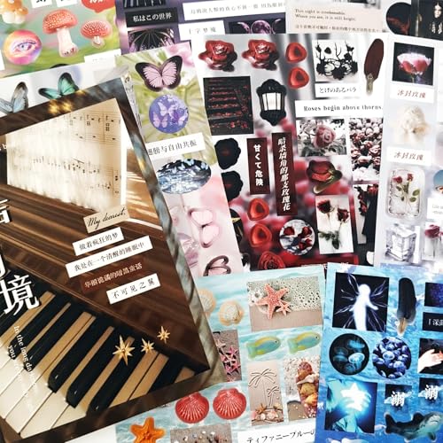 500+ Scrapbook Japanese Stickers Set,20 Sheets Vintage Japanese Stickers,Kawaii Korean Sticker for Scrapbooking,Journaling,Junk Journal,Bullet Journaling,Planner,Photo Frame,Notebook(Silent Illusion) - color: Enchanting