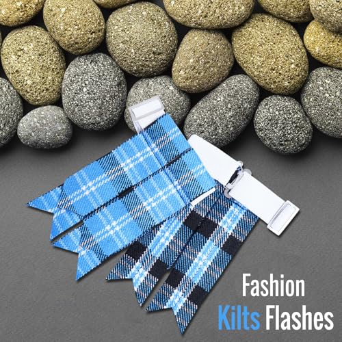 Kilt Flashes for Men with Heavy Buckle Adjusters, Plain & Tartan Kilt Sock Flashes. - color: Clark