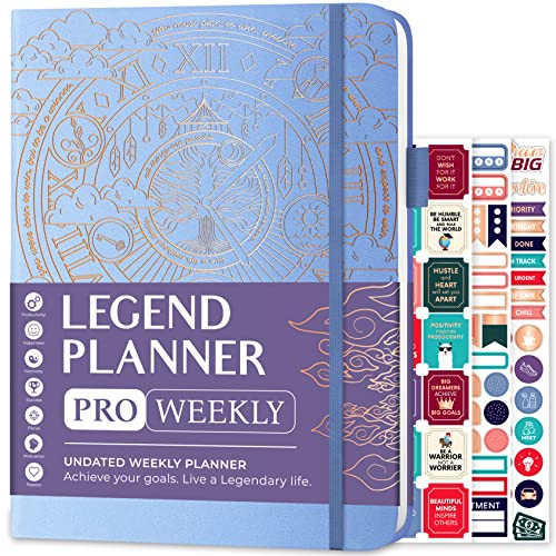 Legend Planner PRO Weekly & Monthly, Large Undated, 7”x10”, Periwinkle - color: Periwinkle + Gold Foil