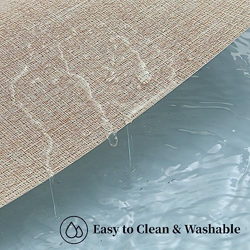 Leetaltree Woven Vinyl Beige Placemats Set of 20, Linen Look & Easy to Clean - color: Beige, size: Set of 20