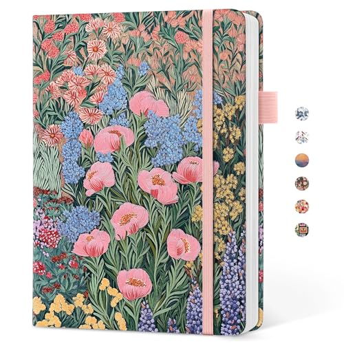 Taja Pretty Lined Journal for Women, Aesthetic Hardcover Leather Journal - color: J-Blooming Symphony, size: A-Lined