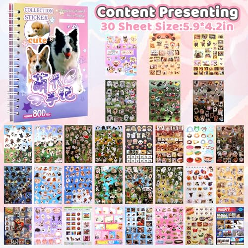 800+ Dog Sticker Book, Funny Dog Stickers for Journaling Scrapbook - color: Al