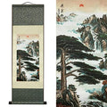 AtfArt Silk Scroll Painting, Asian Wall Art, River Landscape, 36.2x12in - color: A2