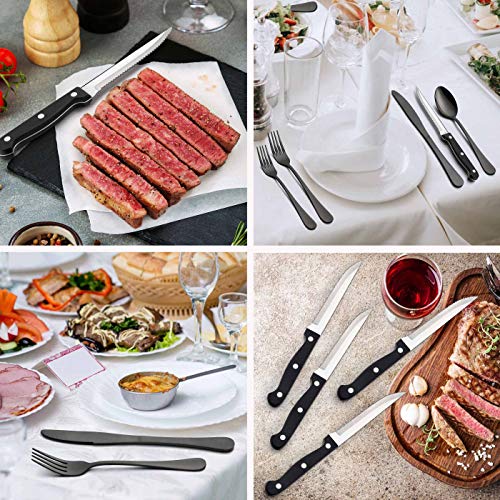 LIANYU 72-Piece Black Silverware Set with Steak Knives for 12, Stainless Steel Flatware Cutlery Set, Mirror Finish Tableware, Dishwasher Safe - color: Black