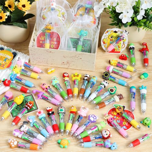 50 Pack Classroom Reward Pens for Students, Cute 4-in-1 Multicolor Retractable Pens, Back to School Gifts, Teacher Appreciation Gifts and Student Prizes - color: Back To School Multicolor
