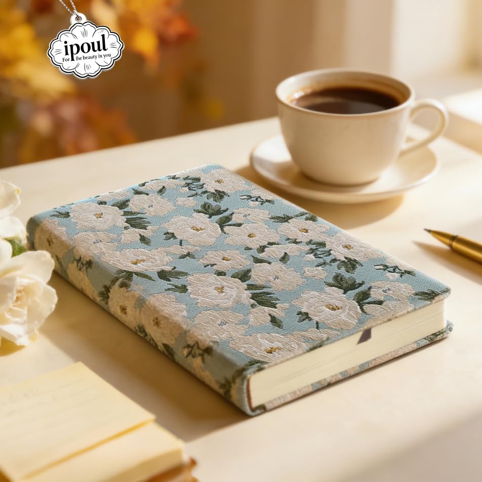 Small Journal for Women, Flower Notebook, B6, 5x7, Ruled Notebook & Blank Sketchbook, Embroidered Journal, Hardcover, Lay Flat, Note Taking Notebook, Cute Journal, White Gardenia - color: B6-Cute Gardenia
