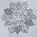 Silver Round Placemats for Dining Table Set of 6 Vinyl Metallic Table Mats - color: A5/Hibiscus/Silver