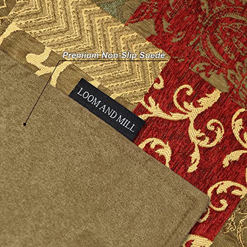 Loom and Mill Luxury Patchwork Damask Placemats Set of 6, Red Gold, 12x18in - color: Red Gold, size: 6 Piece-12x18 inch