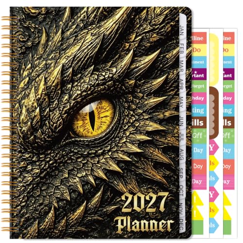 Xqumoi 2027 A5 Planner Dragon Eye Golden Weekly and Monthly Planner Gift - color: Dragon Eye 2027, size: A5