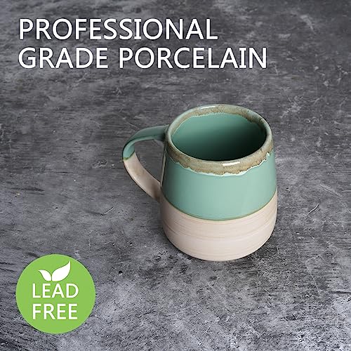 Bosmarlin Extra Large Ceramic Coffee Mug, 23 Oz, Dishwasher and Microwave Safe, Oversized Big Tea Cup, Reactive Glaze (Green) - color: Green