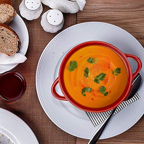KooK French Onion Soup Crocks with Lids & Handles, Set of 4, Cherry Red - color: Red