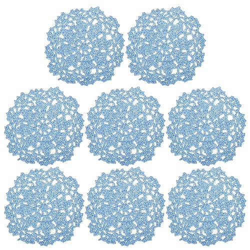 uxcell Fabric Coasters, 8pcs 4" - Cotton Woven Crochet Doilies, Lace Embroidery Cup Mat with Floral Pattern for Wedding Party Decoration (Light Blue) - color: Light Blue