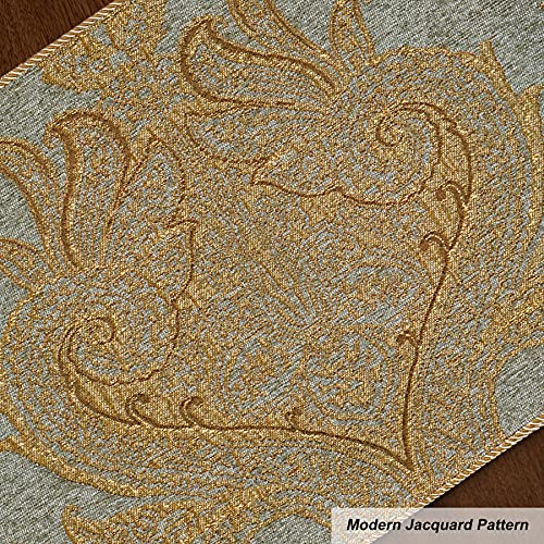 Loom and Mill Luxury Chenille Damask Placemats Set of 4, Blue Gold - color: Blue Gold_elizabeth, size: 4 Pieces