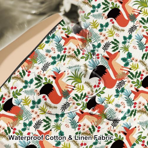 Boho Makeup Bag, Fox Botanical Floral Cosmetic Bag Makeup Organizer Pouch - color: ForestFox