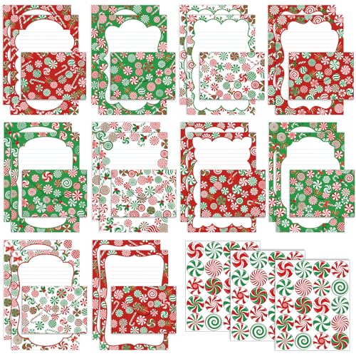 TaoBary 160 Pcs Christmas Candy Stationery Paper and Envelopes Set - size: 5.5 x 8.25 Inch, style: Christmas Candy