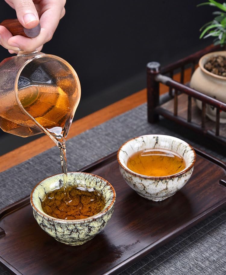 chinese tea cups,gongfu Ceramic Teacup Set, 4.06 oz (120 ml), Set of 5, 5 Colors
