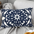 Alysheer Boho Embroidered Lumbar Throw Pillow Cover 12"x 20", 1pc Navy - color: Navy, size: 20" x 12" (Pack of 1)