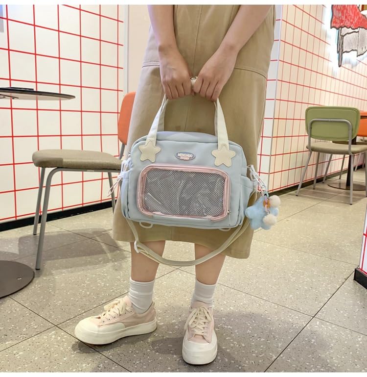 Japanese Ita Backpack Cute Bags Kawaii Y2K Bags Crossbody Purse Messenger Bags for Women Shoulder Bag Tote (Blue) - color: Blue