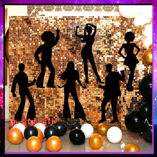 Motiskyy 12 Pcs Disco Silhouette Wall Decals, Retro PVC Removable,Disco