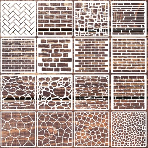 Brick Stencil Stone Stencils for Crafts Reusable 6" - style: Brick