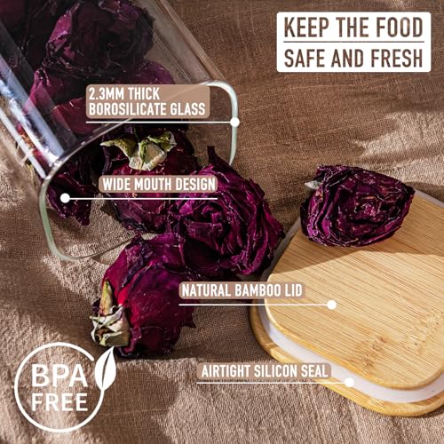 D2scrma 22oz/37oz/50oz Square Glass Storage Containers with Lids 6-Pack - size: 22oz*2/37oz*2/50oz*2