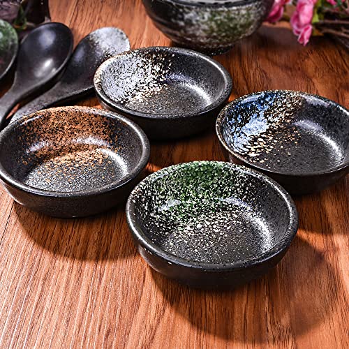 Ceramic Dipping Sauce Dishes Set of 4, 3.7'' Japanese Soy Sauce Bowls - color: YX