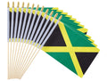 25Pack Small Jamaica Flag Handheld Mini Jamaican Flag on Stick 5x8 Inch - color: Jamaica