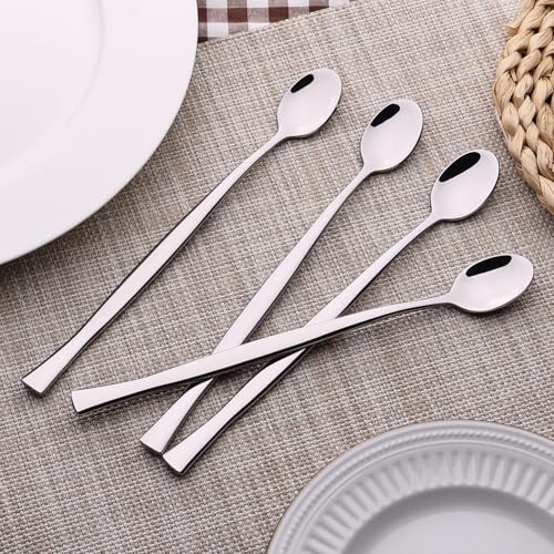 8-Pieces ce Cream Spoons, Stainless Steel Long Handle Spoon