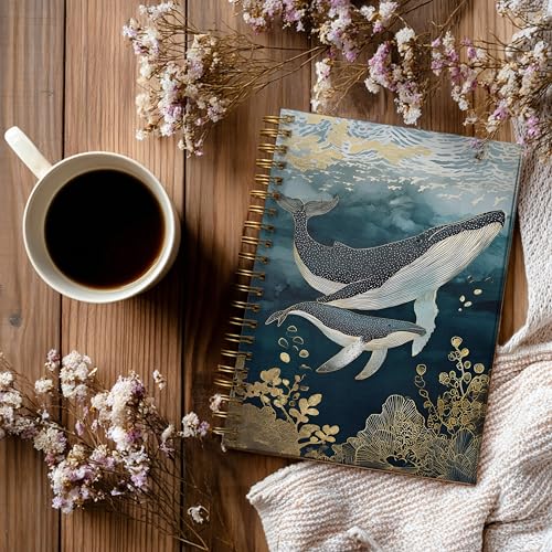 Journaling Notebooks for Women, Whale and Ocean Diary Notebook - Marine Life Notebook Journal Gifts, A5 Spiral Journal Notebook Office Supplies Gifts for Women Birthday Graduation Christmas (Blue-Whale) - color: Blue-Whale