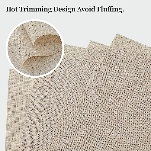 Leetaltree Beige Placemats Set of 4 - Heat-Resistant, Non-Slip Table Mats, Washable Woven Vinyl for Indoor & Outdoor Dining - color: Beige, size: Set of 4
