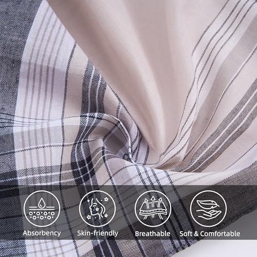 16 Pcs Mens Handkerchiefs, Neat Stitching Cotton Handkerchiefs for Men with Picked Color & Pattern, Absorbent & Breathable, 16 Inch