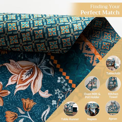 Maison d' Hermine Placemats Set of 4 Reusable 100% Cotton (13"x19") - color: 041 - Luxury Loft - Dark Teal, size: 13" X 19" (Pack of 4)